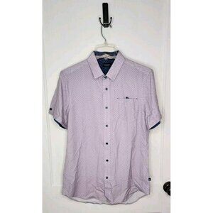 7 Diamonds Mens Small Shirt Geometric Pink Blue Liberty 4 Way Stretch Woven NWT